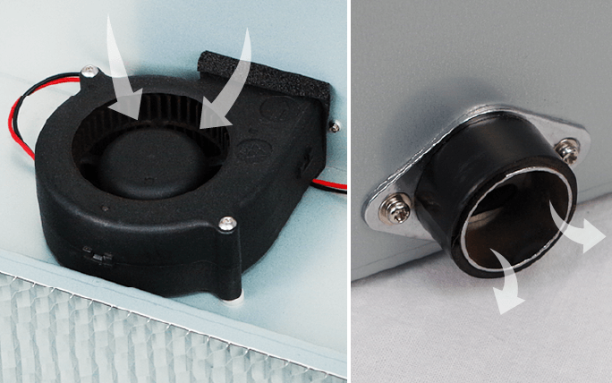 排気ファンとダクトアダプタ